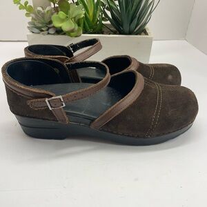 Dansko Brown Suede Mary Jane Clogs